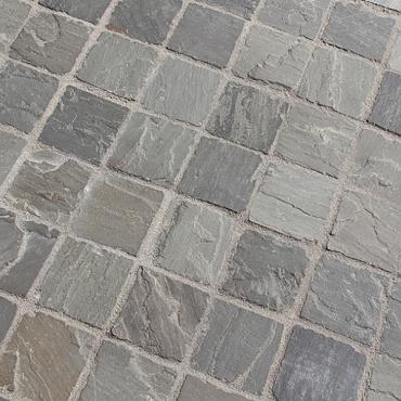 Natuursteen keien TB gres Metz 14x14x5/7 cm, grijs genuanceerd