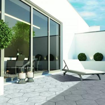 Staptegel Hexagons Ø60x52x2 Quarzite Bianca